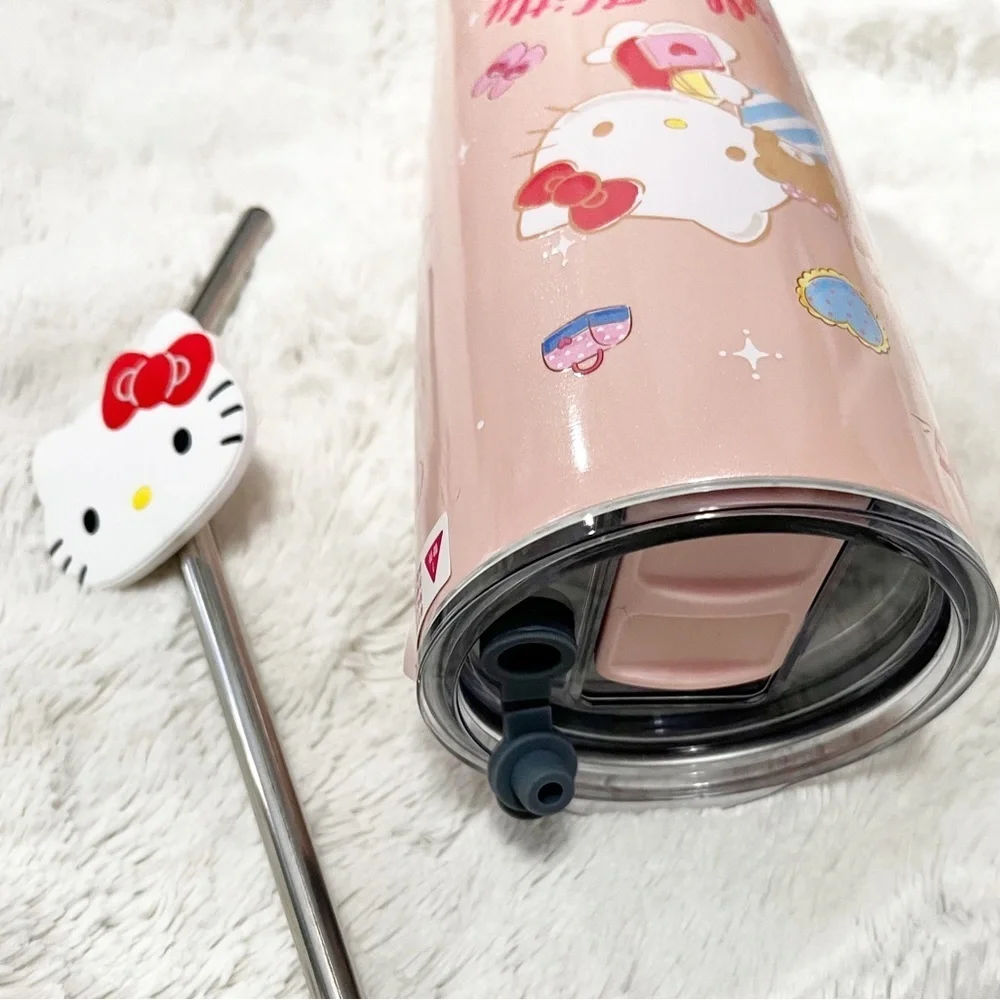 Sanrio Hello Kitty Stainless Steel Hot/cold 20 oz Tumbler With Straw & HK Decor